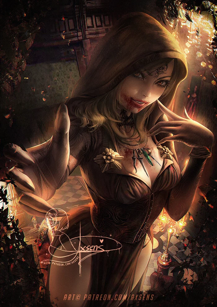 Красивая подборка откровенных артов на Димитреску и её дочь Даниэлу из Resident Evil: Village