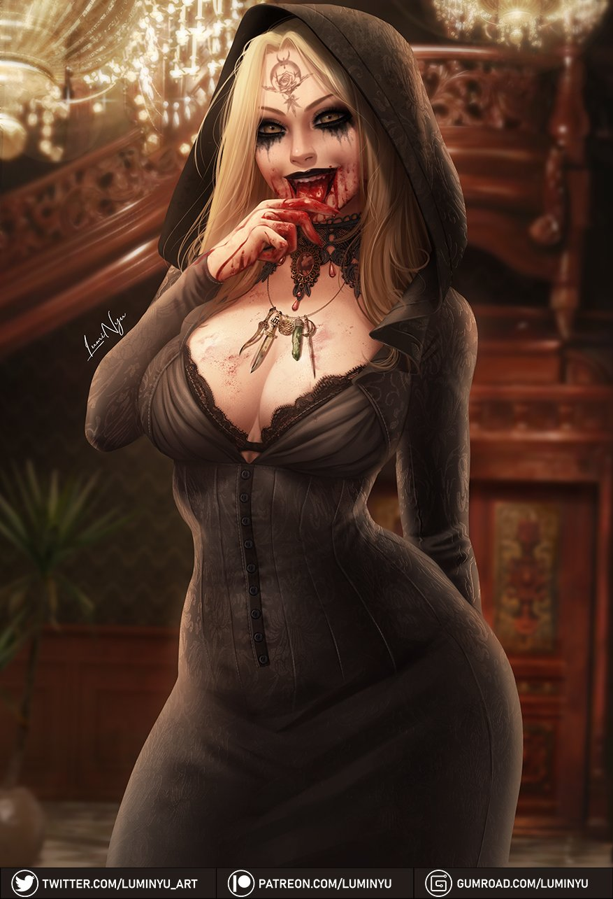 Красивая подборка откровенных артов на Димитреску и её дочь Даниэлу из Resident Evil: Village