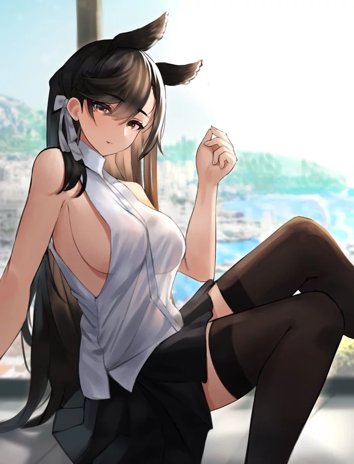 Арт на Атаго из Azur Lane (девушка, корабль, аниме)