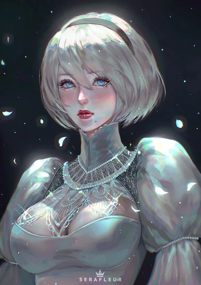 Красивые картинки, заставки на рабочий стол и красочные арты с YoRHa No.2 Type B из NieR: Automata.