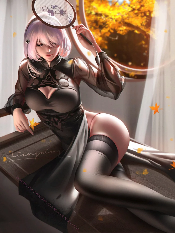 Красивые картинки, заставки на рабочий стол и красочные арты с YoRHa No.2 Type B из NieR: Automata.