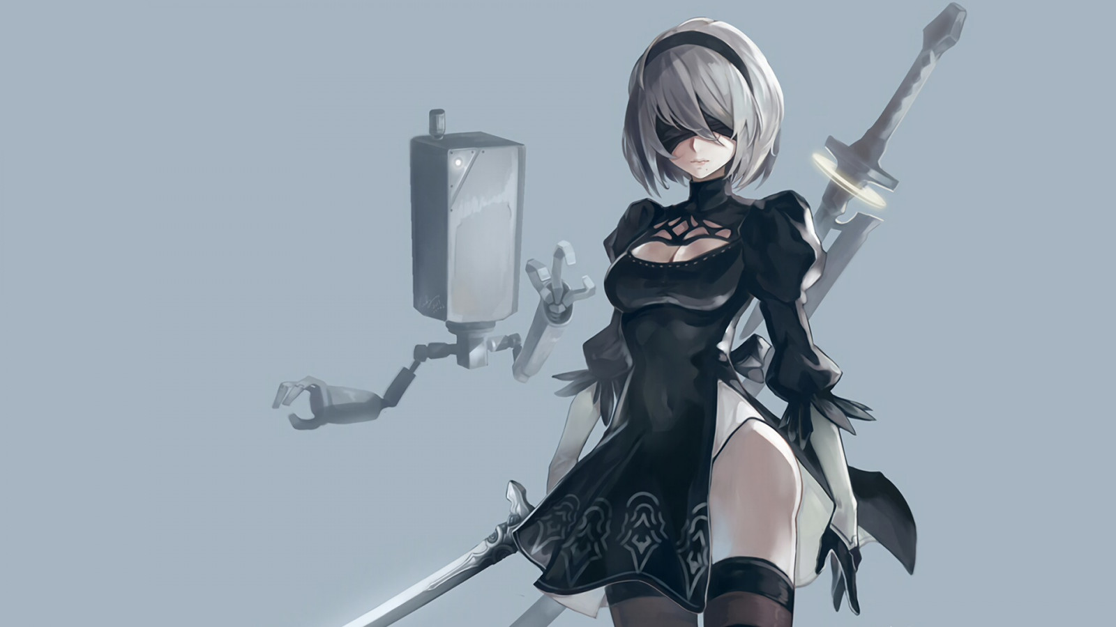 Красивые картинки, заставки на рабочий стол и красочные арты с YoRHa No.2 Type B из NieR: Automata.