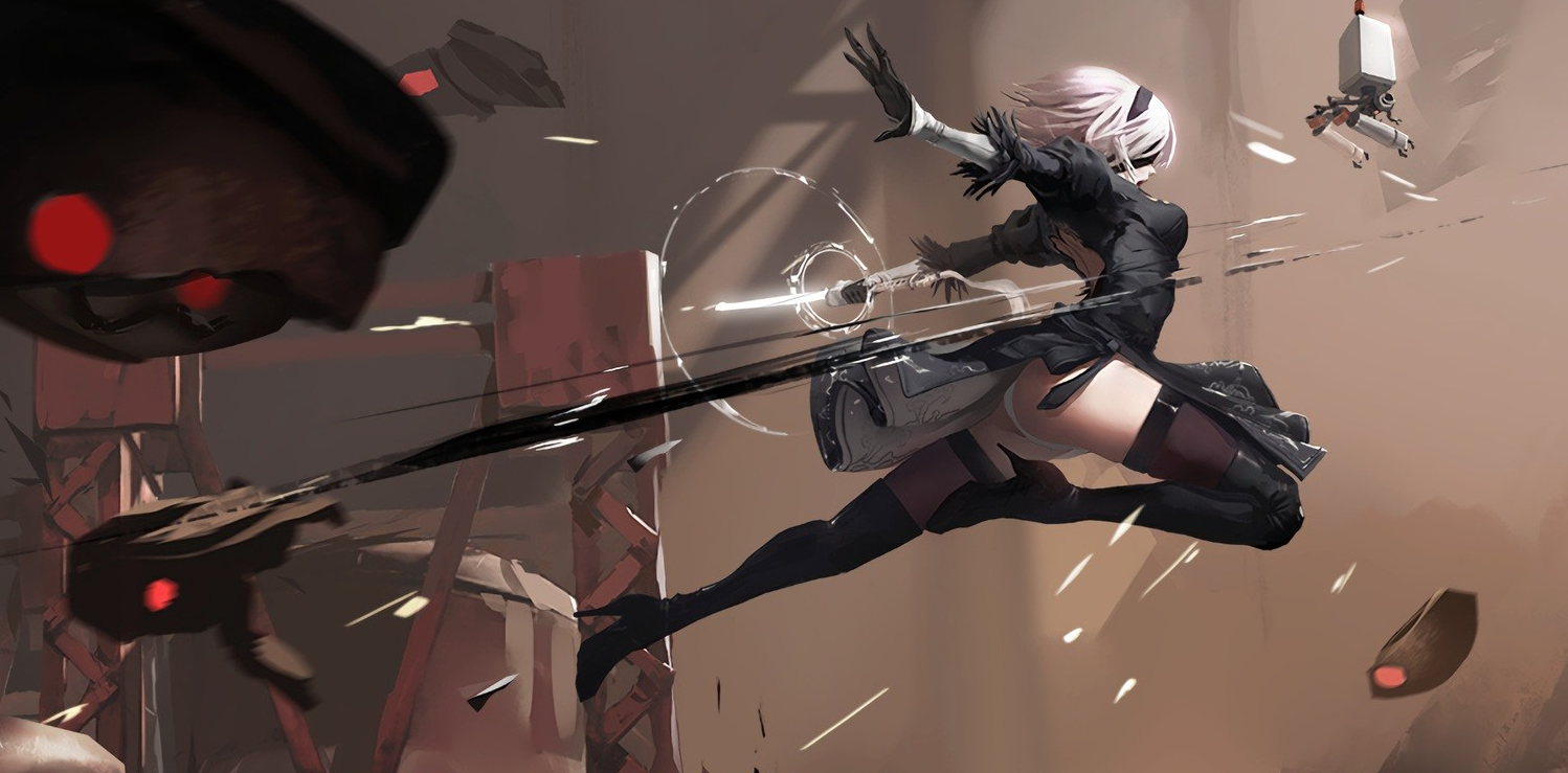 Красивые картинки, заставки на рабочий стол и красочные арты с YoRHa No.2 Type B из NieR: Automata.