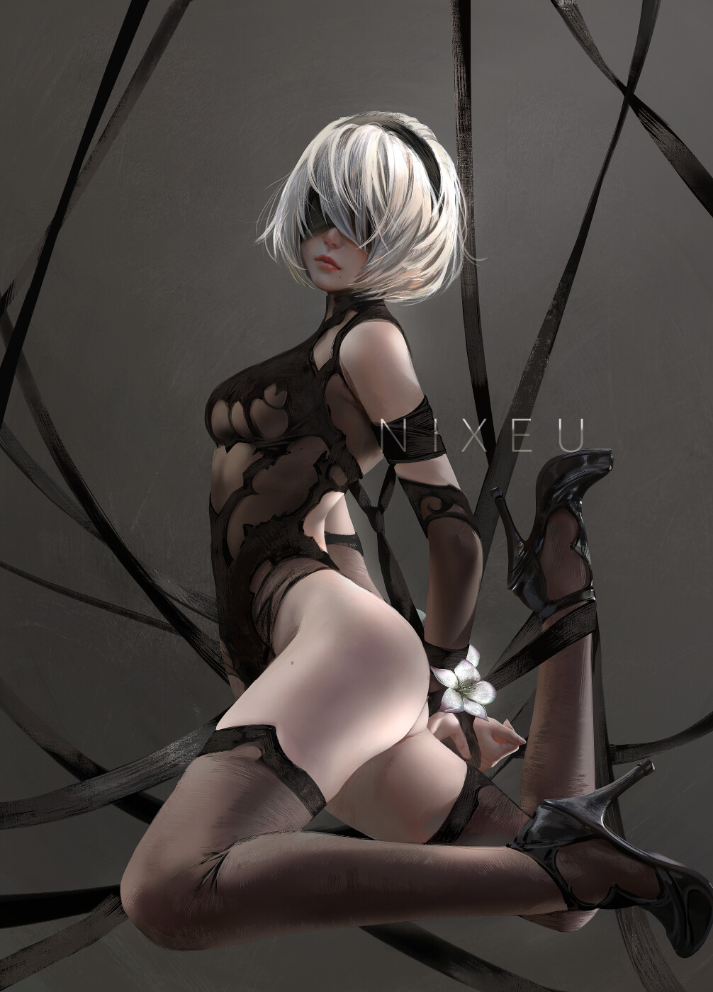 Красивые картинки, заставки на рабочий стол и красочные арты с YoRHa No.2 Type B из NieR: Automata.