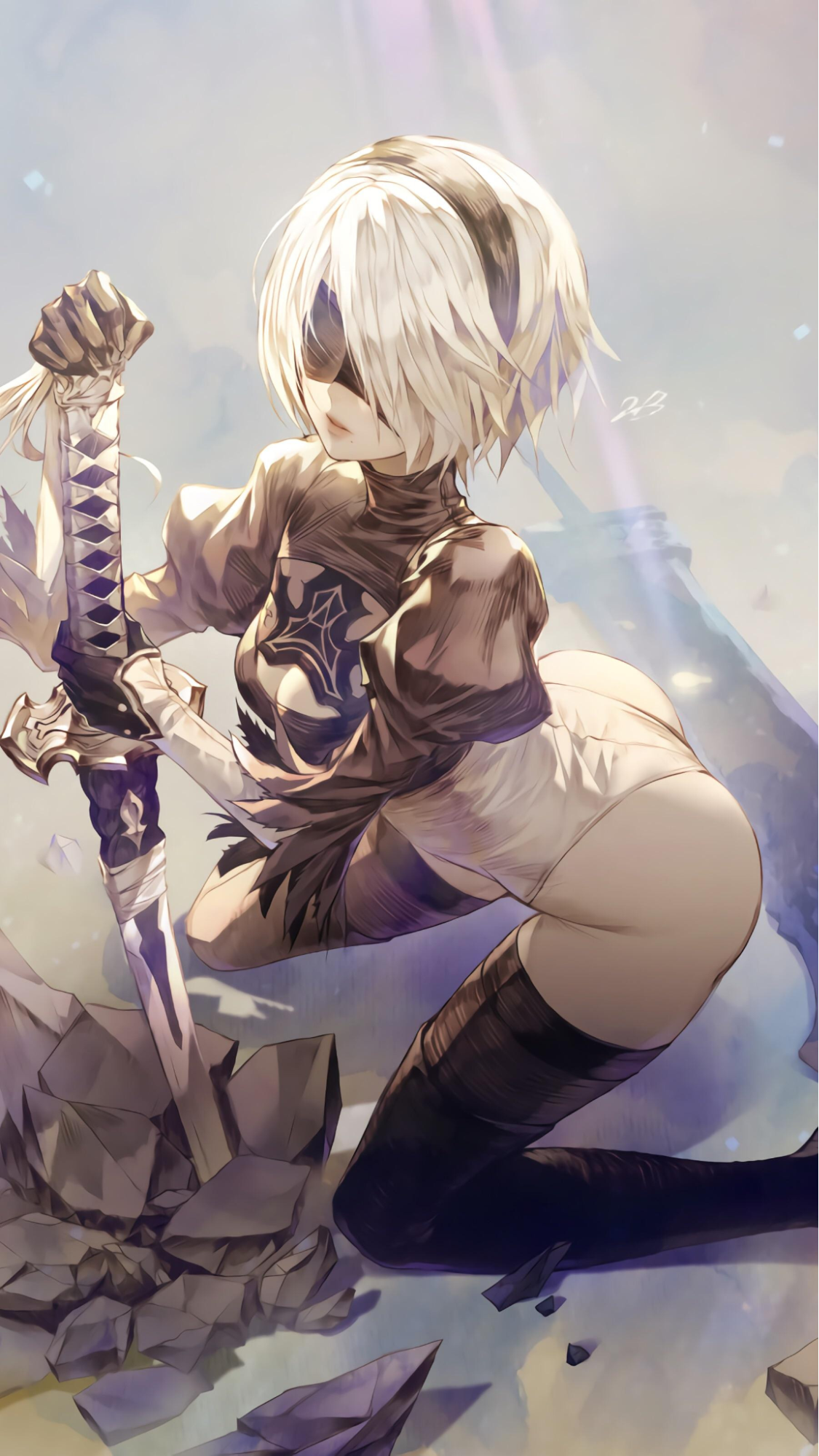 Красивые картинки, заставки на рабочий стол и красочные арты с YoRHa No.2 Type B из NieR: Automata.