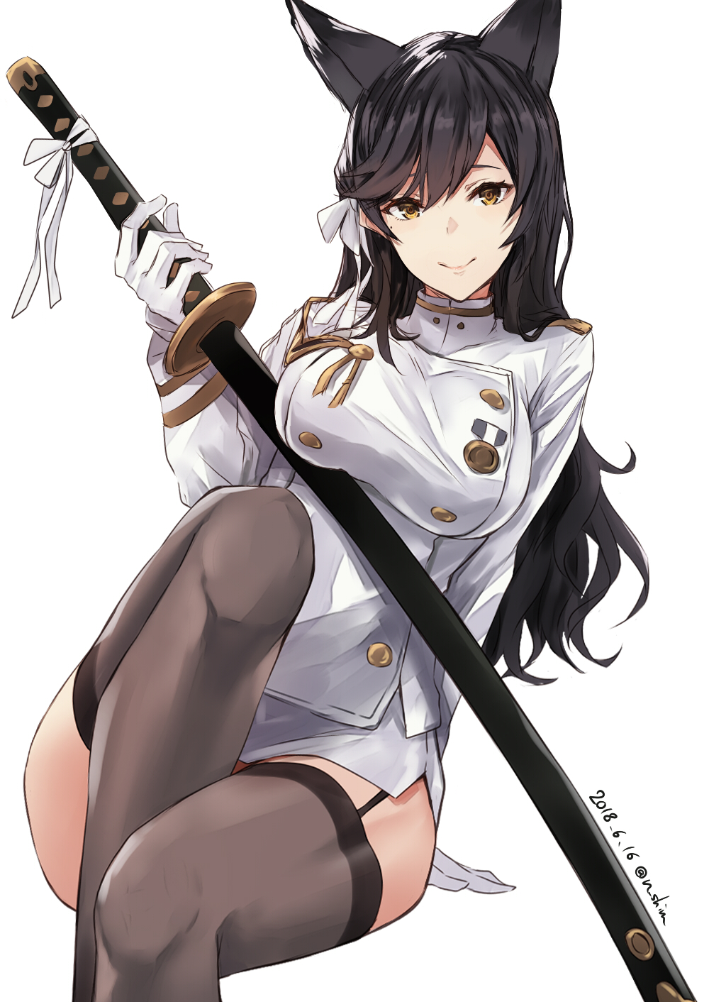 Арт на Атаго из Azur Lane (девушка, корабль, аниме)