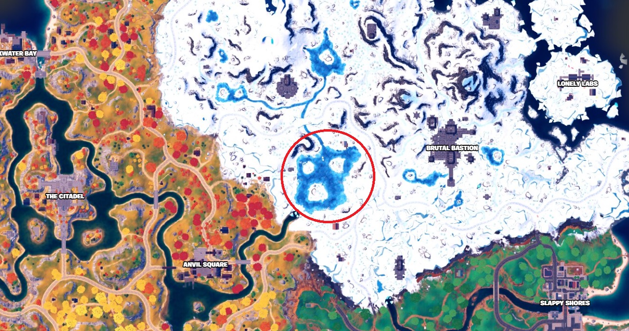 Как  и где непрерывно скользить 30 метров по льду в Fortnite