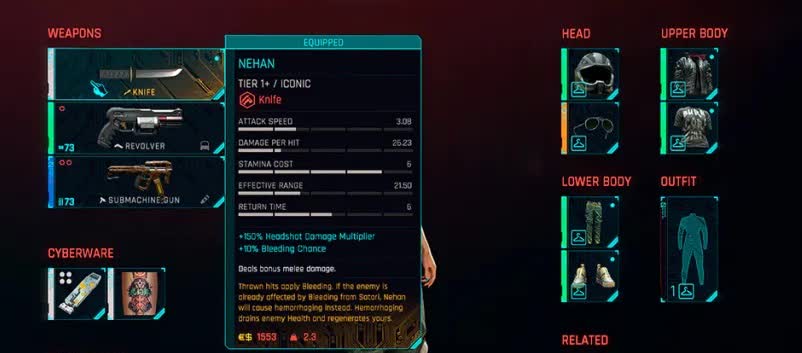 Nehan (Нож Нехан) в Cyberpunk 2077 2.0 — как получить