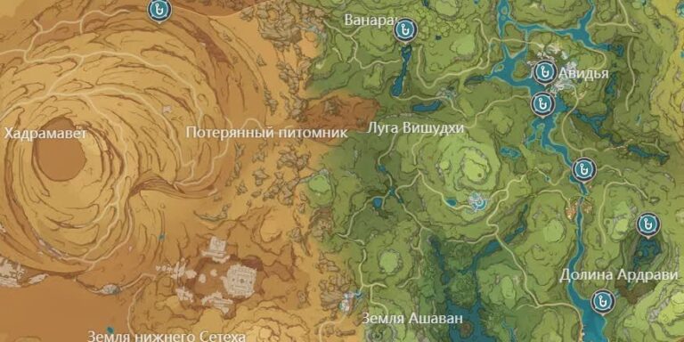 Все места рыбалки в Сумеру в Genshin Impact 3.6