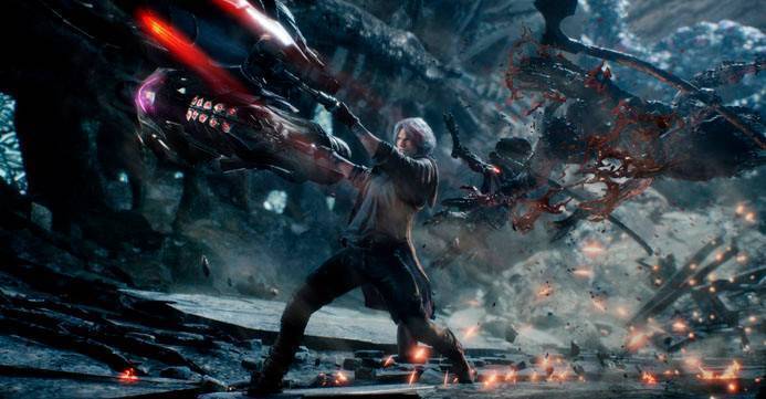 Данте из Devil May Cry 5 предпочитает избивать врагов мотоциклом