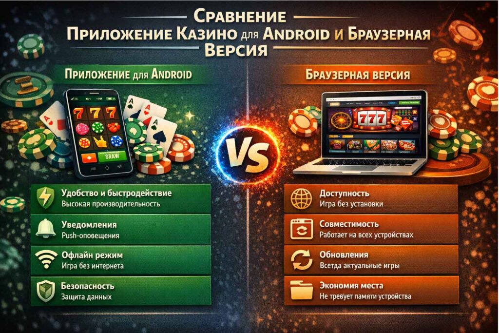 андроид приложение казино или браузерная версия
