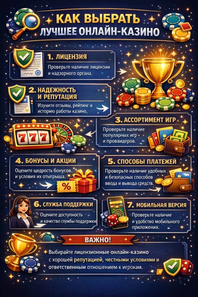 как выбрать лучшее онлайн казино - инфографика