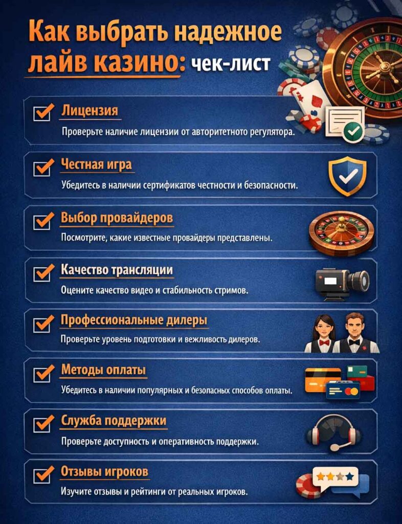 как выбрать надежное лайв-казино чек лист