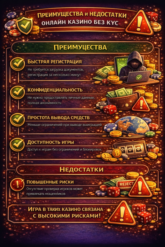 плюсы и минусы казино без верификации