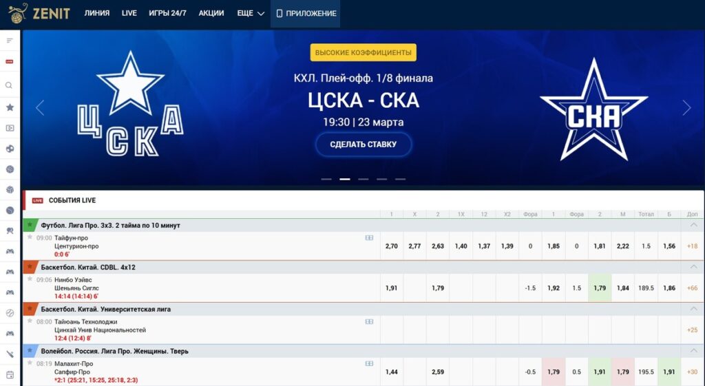 букмекерская контора Зенит