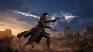 Gunslinger character wielding magical pistol in Black Desert fantasy setting